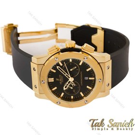 تصویر ساعت مچی هابلوت کرنوگراف روز شمار رنگ مات طلایی HUBLOT BIG BANG 