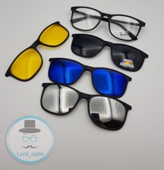 تصویر عینک طبی کاوردار با ۴ کاور مگنتی آفتابی رای بن Ray Ban کد 2263 