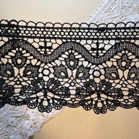 تصویر گیپور زیکزاکی یکطرفه سایز ۹ سانتی سفید/مشکی 