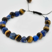 تصویر دستبند سنگ تراش چشم ببر و جواهری لاجورد سایز 6 