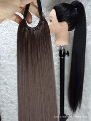 تصویر موی دم اسبی بلند90سانتی رنگ خرمایی طبیعی روشن مایل به فندقی ه