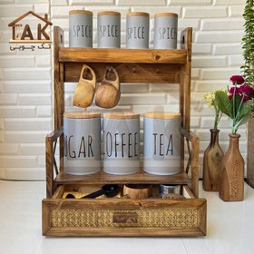 تصویر استند چوبی کشودار اطلس 