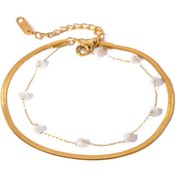 تصویر پابند مهره مرواریدی روکش طلا 