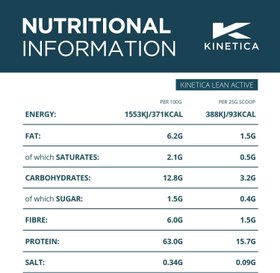 تصویر پودر پروتئین بدون چربی کینتیکا اورجینال مدل Kinetica Lean Protein Powder - ارسال 10 الی 15 روز کاری 