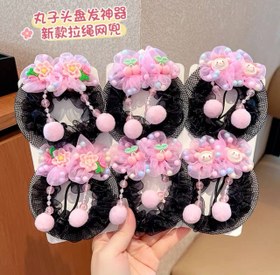 تصویر پک کش موی توری بقچه ای و بامتل خط کشی کد ۲۷۴۱ - طرح 