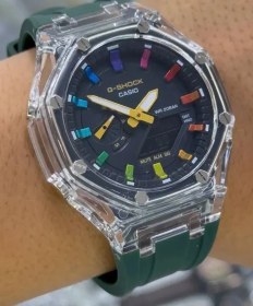 تصویر ساعت مچی جی شاک بند سبز تیره | J-Shock watch with dark green strap 