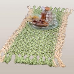 تصویر رانر بافتنی با نخ مکرومه - قهوه ای 