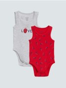 تصویر بادی نوزادی دخترانه ال سی وایکیکی بند دار طرح دار | LC Waikiki S23034D1 