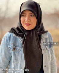 تصویر روسری مجلسی فلورانس مشکی لمه دار 