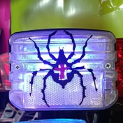 تصویر چراغ خطر اسپرت شیشه سفید دارای برچسب عنکبوت و لامپ خطر چشمک زن آبی (ارسال رایگان) 