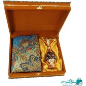 تصویر ست هدیه گلدان 20الماس تراش و رومیزی ترمه 1*1 به همراه جعبه جیر 