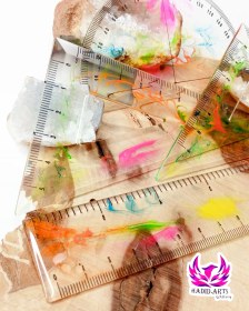 تصویر ست هندسه( خطکش،نقاله،گونیا)آبرنگی رزینی 