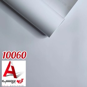 تصویر برچسب کابینت سفید ساده هایگلاس پشت نقره ای عرض 90 