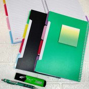 تصویر دفتر دیوایدری ۱۰۰ برگ طلقی سیمی | با کیفیت بالا و ۶ رنگ جذاب - سبز 
