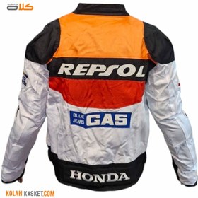 تصویر کاپشن موتور سواری رپسول برزنتی چهار فصل HONDA REPSOL HONDA canvas motorcycle jacket for 4 seasons