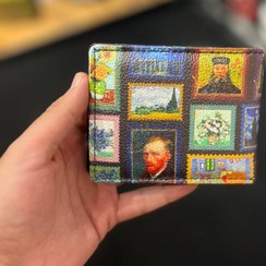 تصویر کیف پول چرم چاپی ونگوگ 