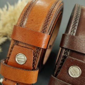 تصویر کمربند چرم طبیعی مردانه سه رنگ Men's natural leather belt