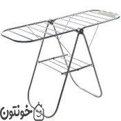 تصویر بند رخت زرین،دارای جا جورابی،تمام استیل Zarrin clothes hanger, with sock holder, all steel