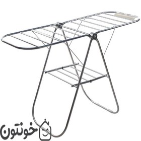 تصویر بند رخت زرین،دارای جا جورابی،تمام استیل Zarrin clothes hanger, with sock holder, all steel