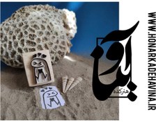 تصویر Price and online purchase of handmade linoleum stamp with a wooden base and foam in the shape of a mannequin and a heart 