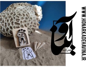 تصویر Price and online purchase of handmade linoleum stamp with a wooden base and foam in the shape of a mannequin and a heart 