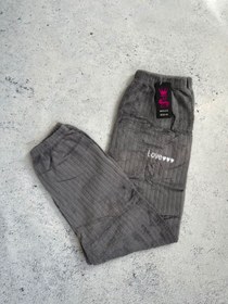 تصویر شلوار تدی بره ای راه راه - طوسی 