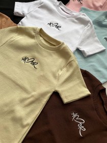 تصویر کراپ گلدوزی شده AMOR دخترانه رنگ های مختلف 