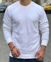 تصویر هودی مردانه ساده بیسیک سفید کد OD23 