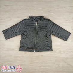 تصویر کاپشن بچگانه چرم سایز ۳ـ۴ـ۵ - مشکی 