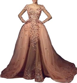 تصویر Aries Tuttle Skin s Mermaid Wedding Evening Dress Prom Gown Detachable Train 4 Skin Pink 