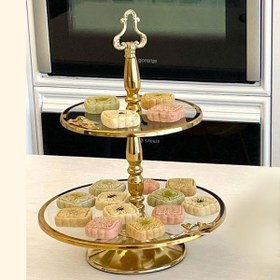 تصویر شیرینی خوری مدل دو طبقه شیشه ای 