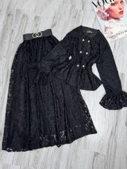 تصویر ست شومیز دامن گل و برگ گیپور کد 00201847 