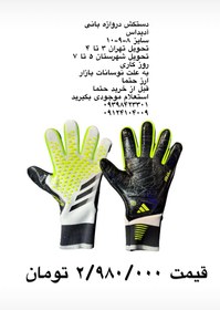 تصویر دستکش دروازه بانی آدیداس سفید مشکی اورجینال سایز ۸-۹-۱۰ - سایز Adidas predator gloves