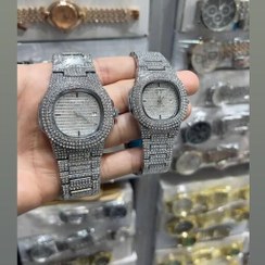 تصویر ساعت مچی فول نگین پتک فیلیپ زنانه و مردانه نقره ای 