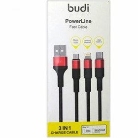 تصویر کابل 1.2 متری USB به Lightning/Type-C/Micro USB بودی 162T3 Budi M۸J۱۶۲T۳ 1.2m USB to Lightning/Type-C/Micro-USB Cable