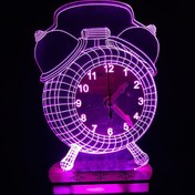 تصویر چراغ خواب و ساعت رومیزی سه رنگ طرح ساعت کوکی 
