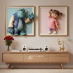 تصویر تابلو شاسی کاپلی دوتیکه طرح سالیوان و دختر کوچولو A2 