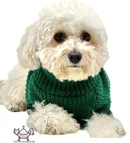 تصویر لباس بافتنی بافت گندمی - کرمی / XXL Knitted sweater for dogs and cats