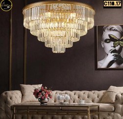 تصویر لوستر کریستالی پذیرایی و محل کار کد C110 - سفید / مربع 