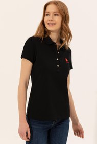 تصویر پولوشرت روزمره زنانه سیاه یو اس پولو 50246287-VR046 ا Kadın Siyah Polo Yaka T-Shirt Basic Kadın Siyah Polo Yaka T-Shirt Basic
