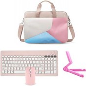 تصویر کاور تبلت کیف سازگار با SAMSUNG S11 ULTRA 14.6 اینچی + صفحه کلید BT ماوس پایه صورتی Microcase 