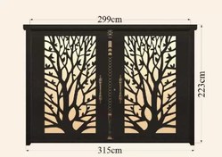 تصویر درب حیاط دولنگه آهنی CNC کد 2696 