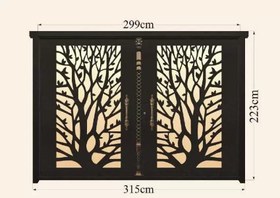 تصویر درب حیاط دولنگه آهنی CNC کد 2696 