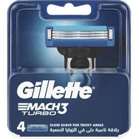 تصویر تیغ یدک اصلاح ژیلت (Gillette) مدل مچ تری توربو بسته 4 عددی تیغ اصلاح