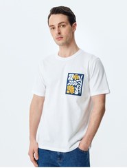 تصویر تیشرت پنبه‌ای با یقه دور و طرح چاپ شده - کتان - Koton -- 955288642- اورجینال 