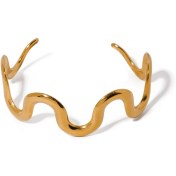 تصویر دستبند بنگل موج‌دار روکش طلا 