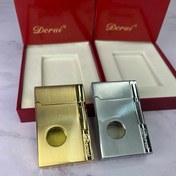 تصویر فندک دروی | Derui مخزن شیشه‌ای نقره‌ای – گازی و لوکس، بغل زن با جرقه سنگی Derui Lighter – Silver Glass Tank, Side-Flip, Stone Spark, Gas