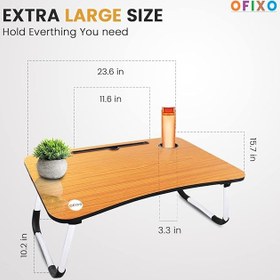 تصویر OFIXO Multi Purpose Laptop Table/Study Table/Bed Table/Foldable and Portable Wooden/Writing Desk (Wooden) | میز لپ تاپ چند منظوره OFIXO / میز مطالعه / میز تخت خواب / میز تحریر چوبی تاشو و قابل حمل (چوبی) 