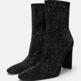 تصویر ZARA HIGH-HEEL ANKLE BOOTS WITH RHINESTONES 