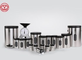 تصویر Uranus 18-Piece Cylindrical Stainless Steel Kitchen Canister – Cylindrical Design with Color Options 